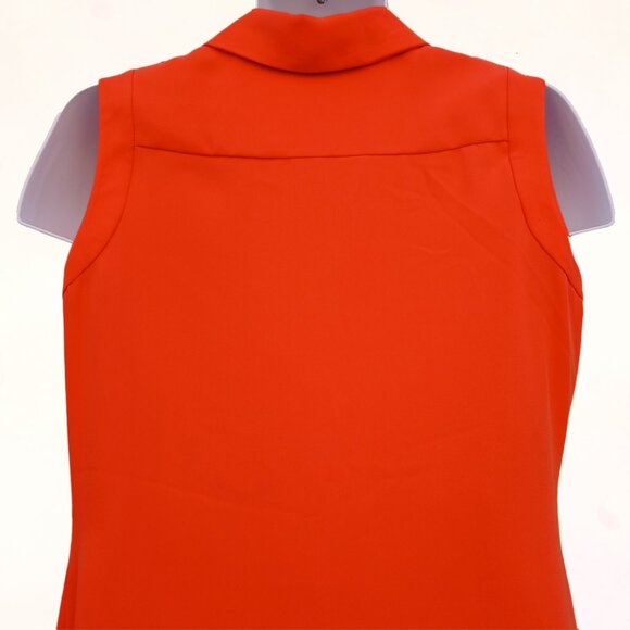 Calvin Klein Women Orange Colour Sleeveless Collar Pockets Shirt Midi Dress Sz 8 - Picture 9 of 13